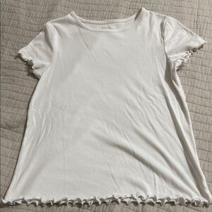 Art Class Girls Scalloped Edge White Short Sleeve Baby  Tee Size XXL 16/18